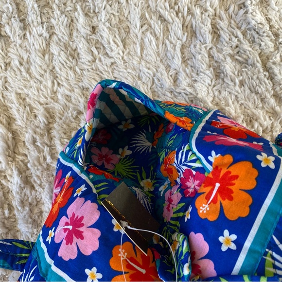 Tropical Floral Blue Quilted Tote Bag Vera Bradley like NWT - Picture 5 of 5